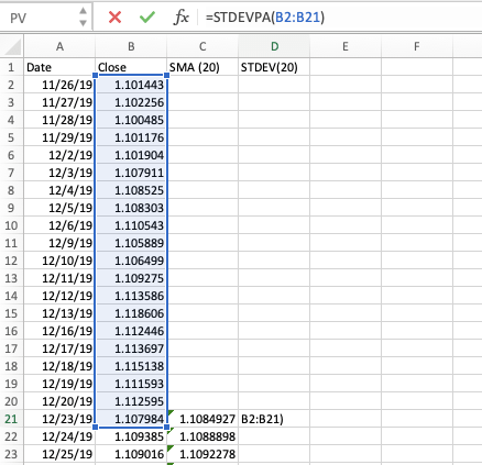 STDEV excel