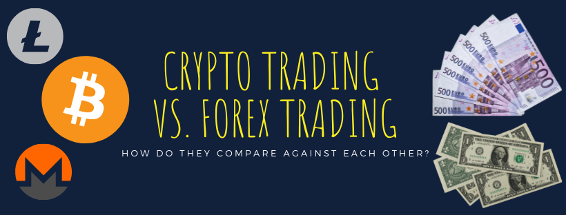 The cover picture for the crypto trading vs. forex-trading article